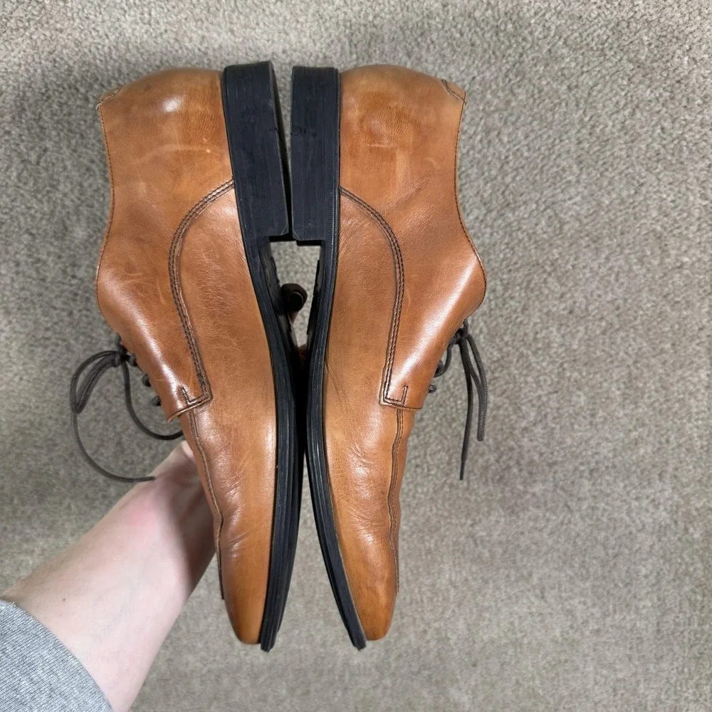 Cole Haan Shoes‎ Mens Size 10.5 Brown Leather Oxford Lace Up Dress Square Toe
